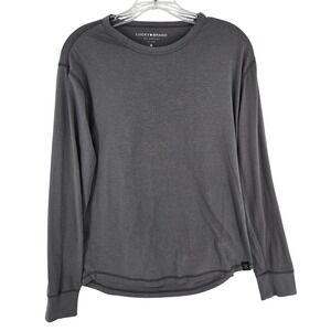 Lucky Brand Shirt Mens Medium Gray Long Sleeve Crewneck Stretch Casual 7MC6009